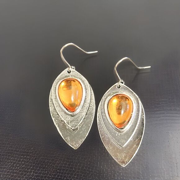 Silver Carnelian Drop Earrings - Picture 1 of 1